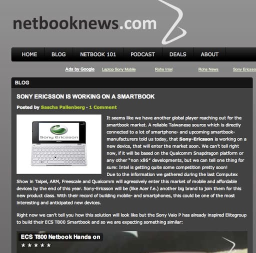 Sony Ericsson préparerait un smartbook