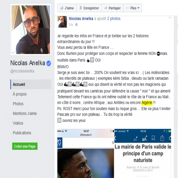 Anelka fustige la France et rappelle ses crimes en Afrique et en Algérie