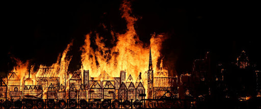 La Tamise en feu pour commémorer le 350e anniversaire du grand incendie de Londres