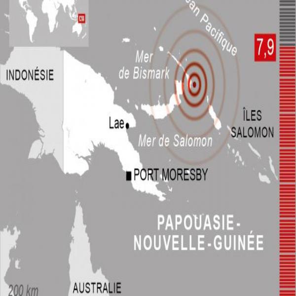 Séisme de magnitude 7.9 au large de la Papouasie Nouvelle Guinée