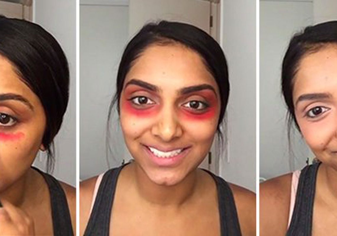 Du maquillage orange pour camoufler les cernes bleus