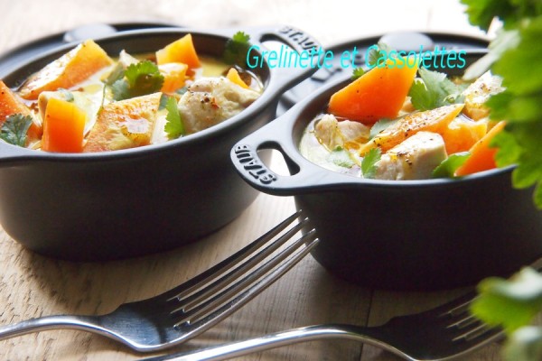 Blanquette de Poulet, petites Carottes sauce au Curcuma