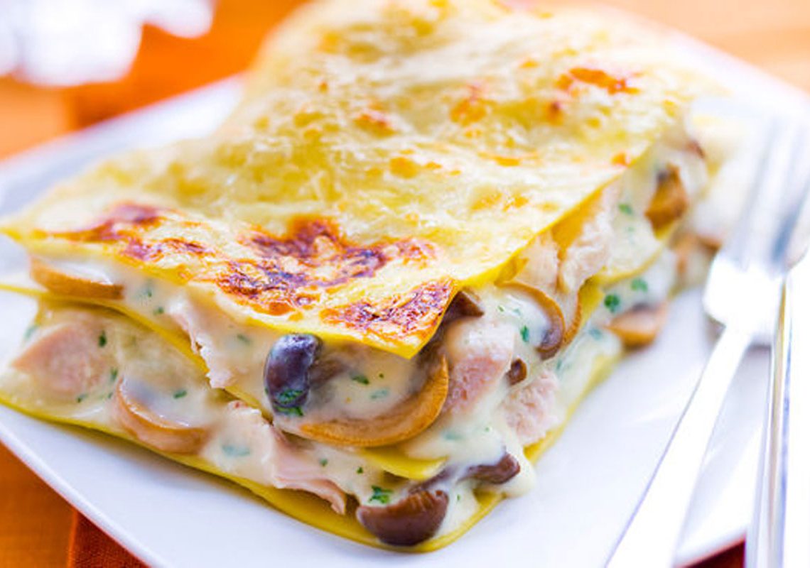 Lasagnes au poulet et aux champignons