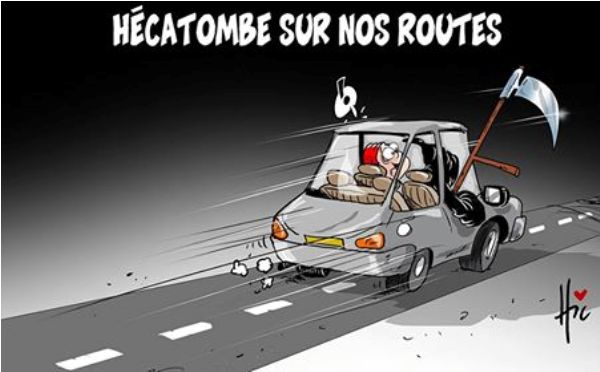 Caricature Le Hic : les routes algériennes, toujours aussi meurtrières