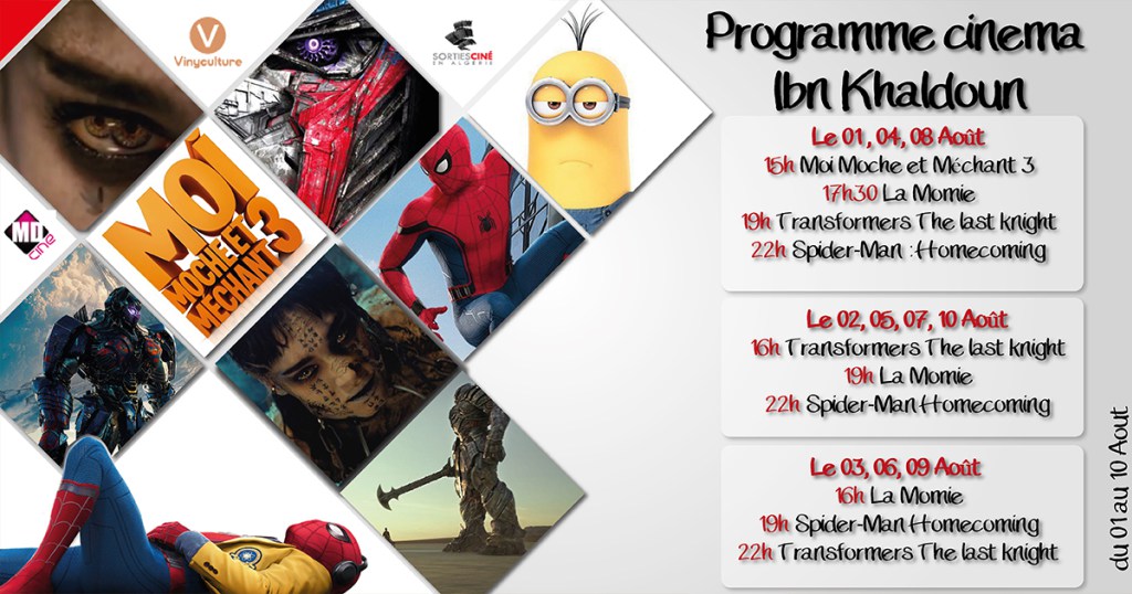 Cinéma-Programme de la salle Ibn Khaldoun du 1er au 10 août