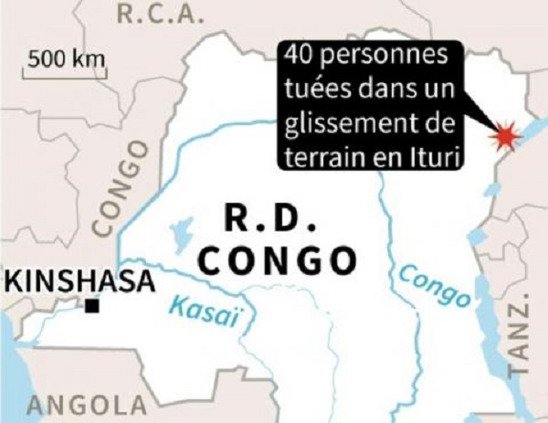 RDC: plus de 40 morts dans un glissement de terrain dans le Nord-est du pays