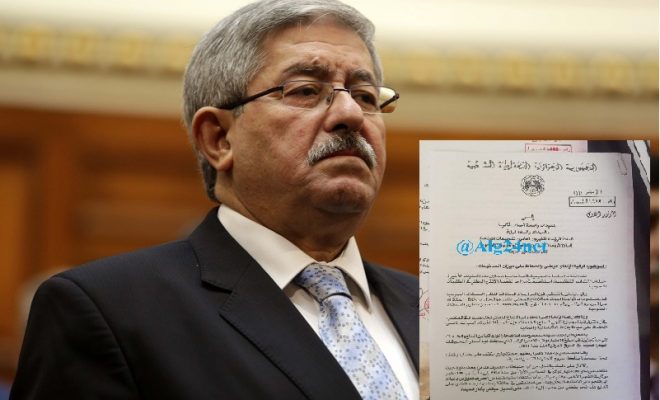 Documents- la lettre inquiétante d’Ouyahia à l’UGTA, le patronat et les membres du gouvernement