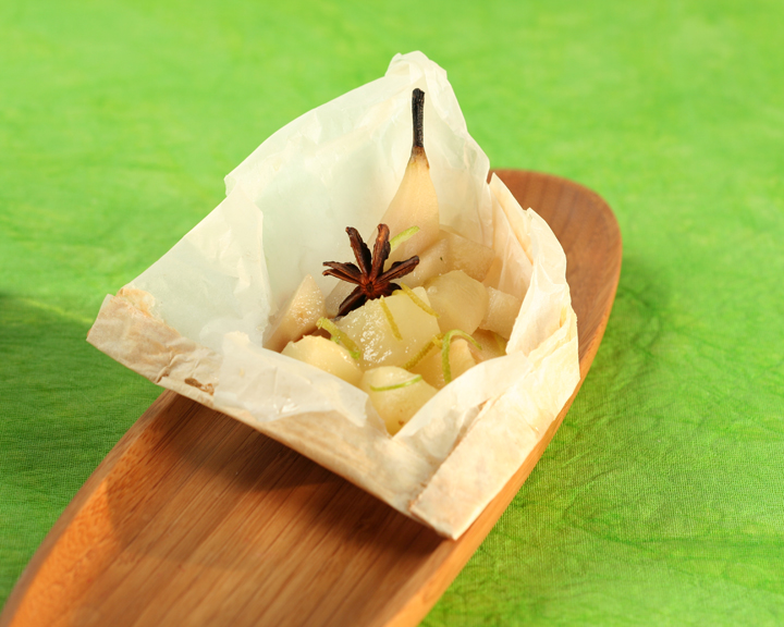 Papillotes poire/chocolat
