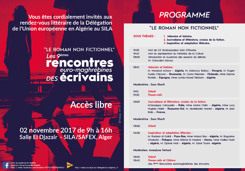 Alger : Rencontres euro-maghrébines des écrivains le 2 novembre