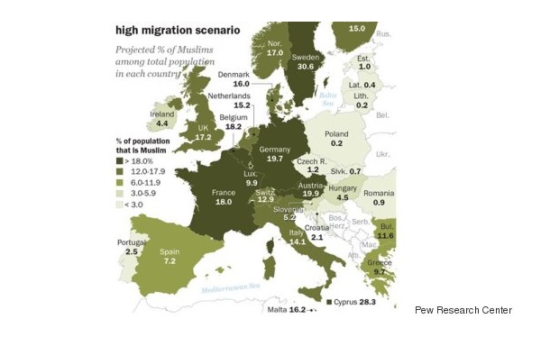 Les musulmans pourraient représenter jusqu&rsquo;à 18% de la population en France d&rsquo;ici 2050