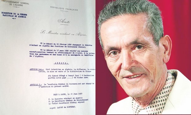 Le document a été trouvé au hasard d’une recherche : Une chanson de Slimane Azem interdite en 1957 par arrêté