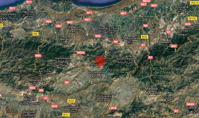 Secousse tellurique de magnitude 3.2 enregistrée à Blida