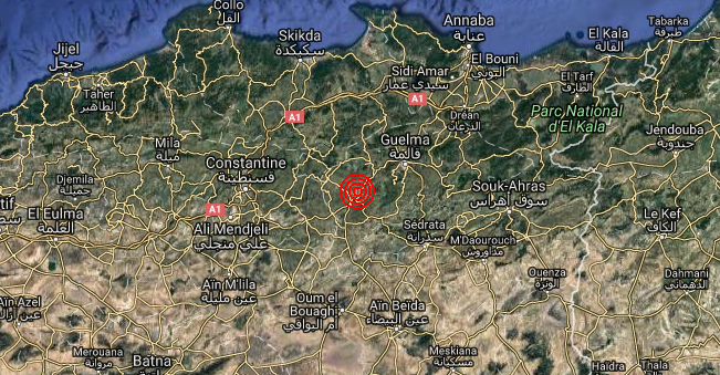 Secousse tellurique de magnitude 3.6 enregistrée à Guelma