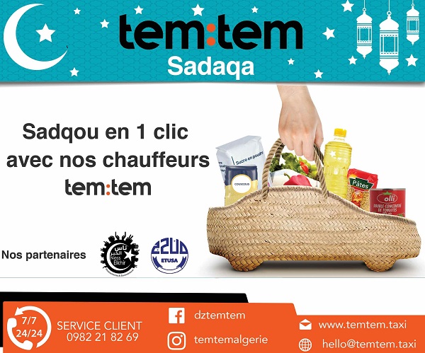 Opération tem:tem SADAQA : tem:tem, l’ETUSA et la fondation Ness El Khir se mobilisent ensemble pour les plus démunis pendant le Ramadan.