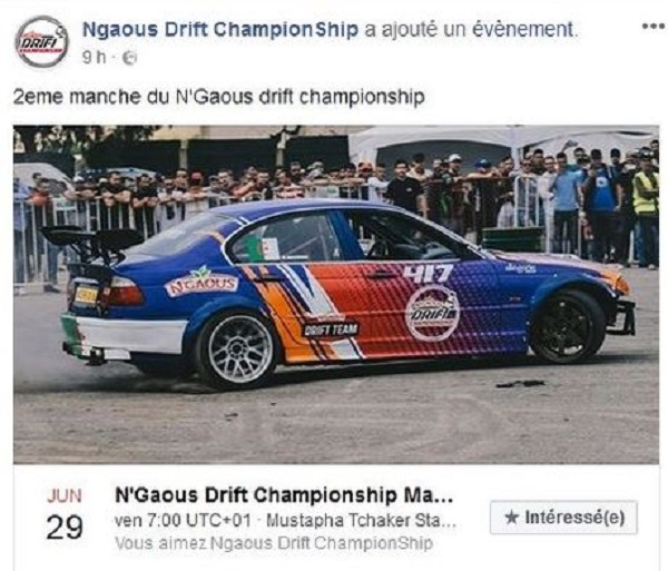 Sports Mécaniques : La 2ème manche du N’Gaous Drift Championship reportée au 6 juillet