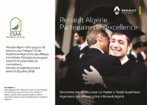 Communiqué : Renault Algérie finance 10 bourses pour intégrer l’ESSA