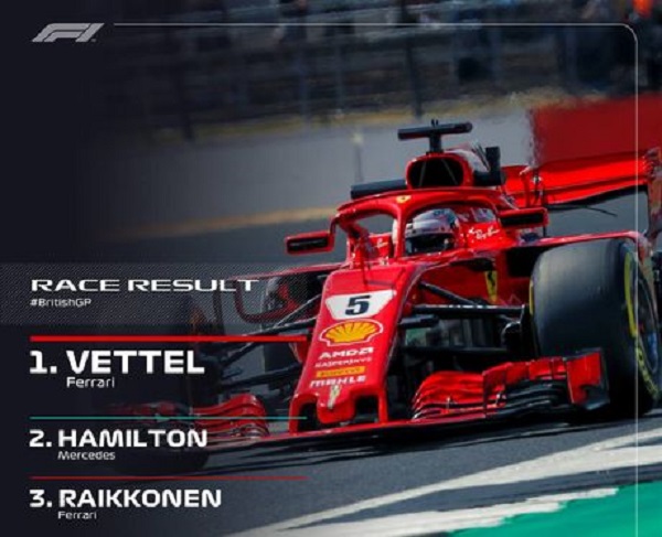 Formule 1 – Grand Prix de Grande-Bretagne : Vettel s’impose devant Hamilton