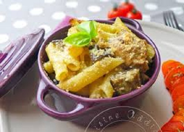Recette: Gratin de pennes aubergines-poulet