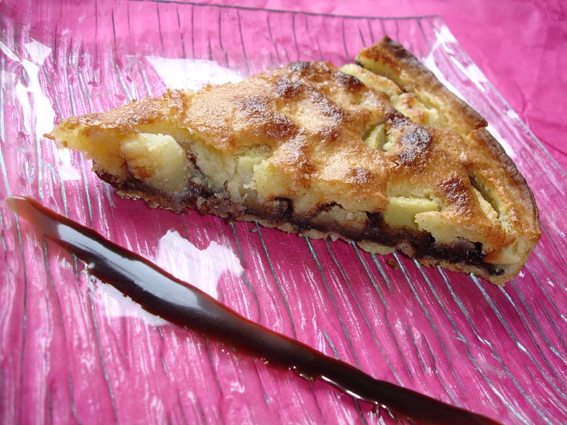 Recette: tarte aux pommes, amandes et chocolat