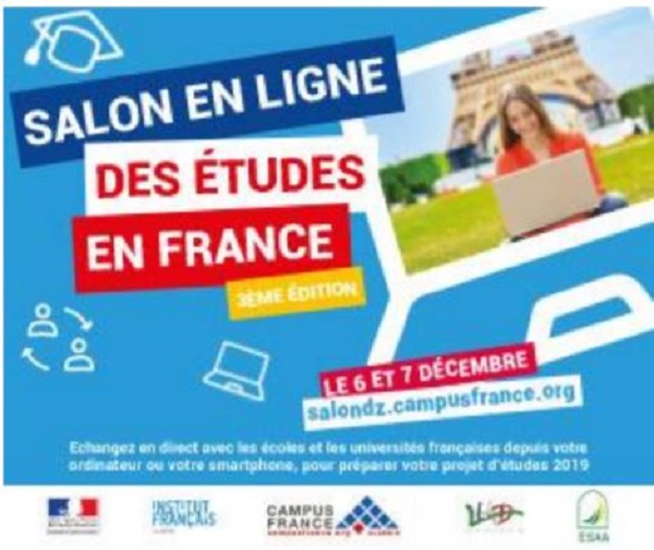 Campus France: 3 ème édition du salon en ligne des études en France les 06 et 07 décembre 2018 en Algérie