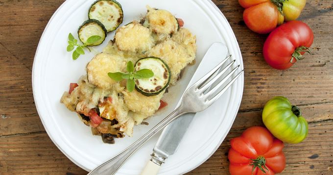 Gratin aubergines courgettes