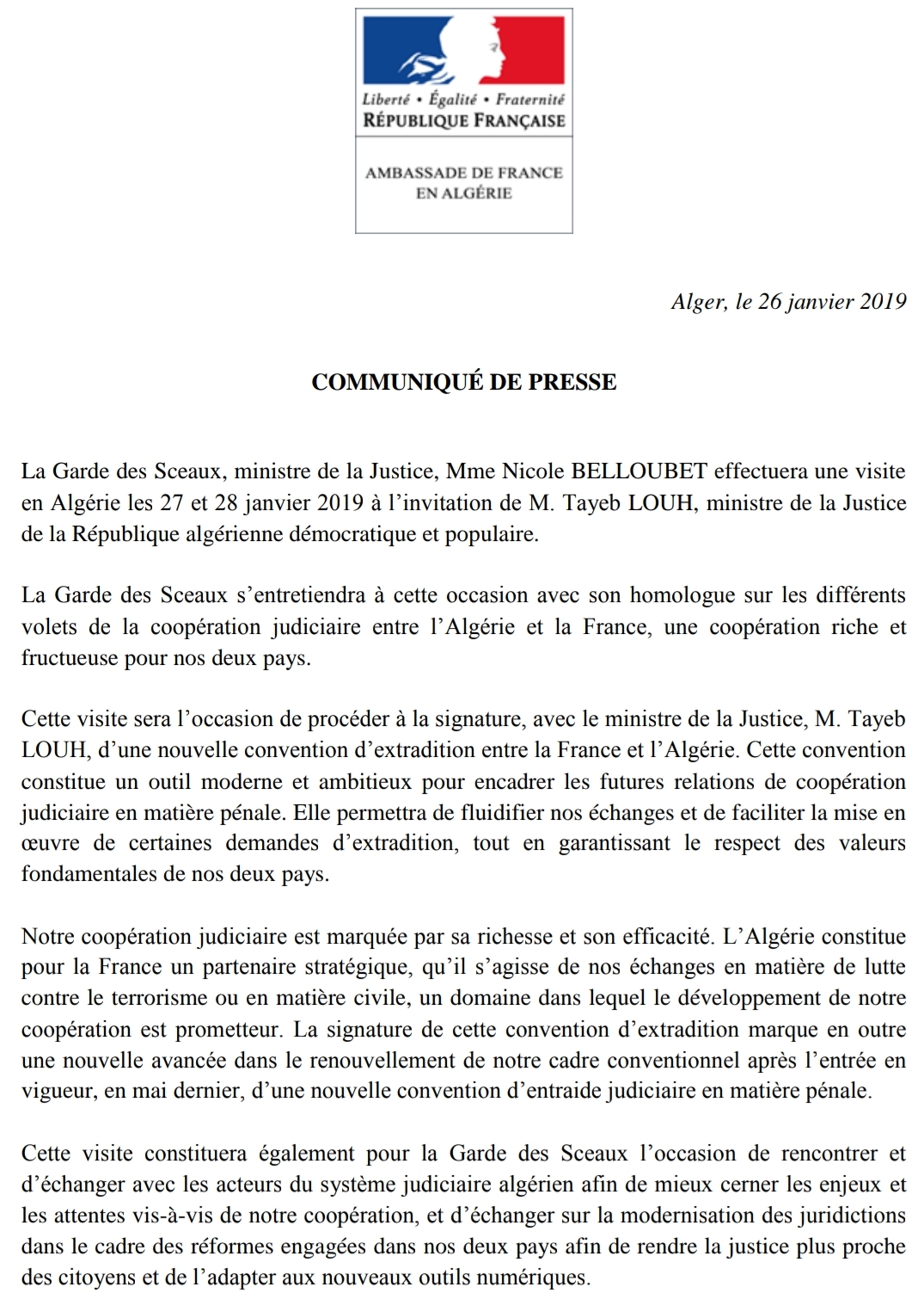 La ministre française de la Justice ce dimanche à Alger Algerie360 La ministre française de la Justice ce dimanche à Alger Algerie360