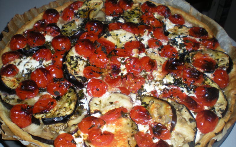 Recette: Tarte aux aubergines, tomates et fromage