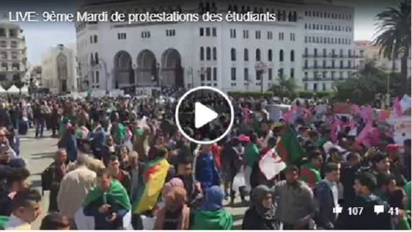 En direct : 9ème Mardi de protestations des étudiants à la Grande poste d’Alger
