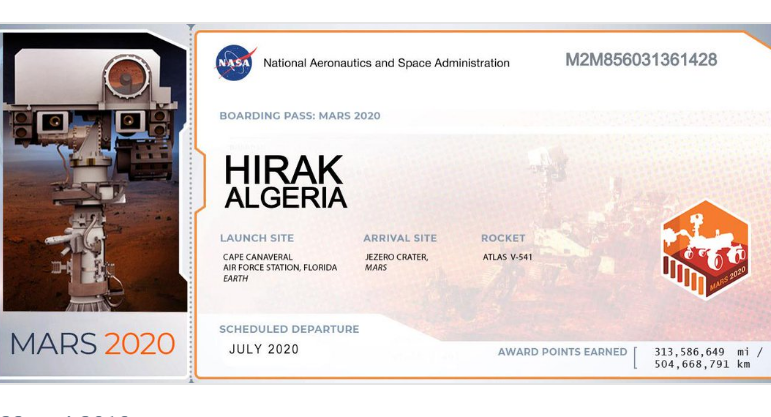 Le nom « Hirak Algeria » sera présent sur la planète Mars !