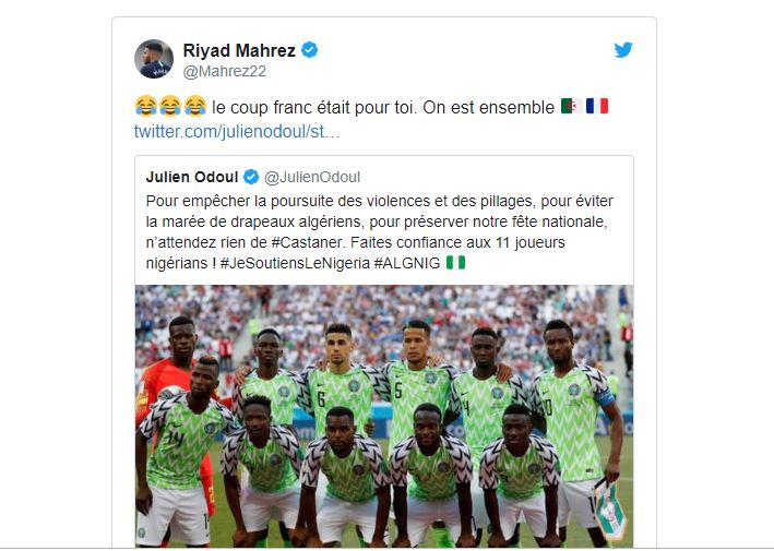 Echanges entre Julien Odoul et Riyad Mahrez: « vos « supporters » en France sont insupportables »
