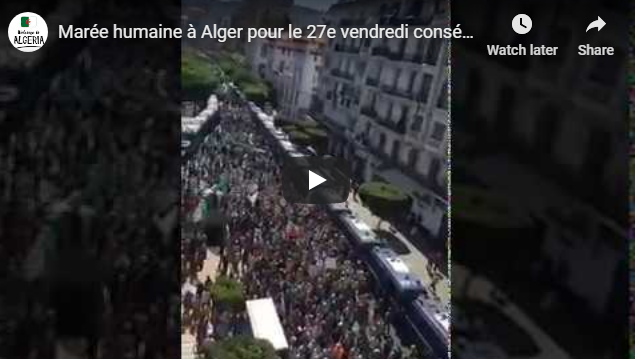 Marée humaine à Alger pour le 27e vendredi consécutif