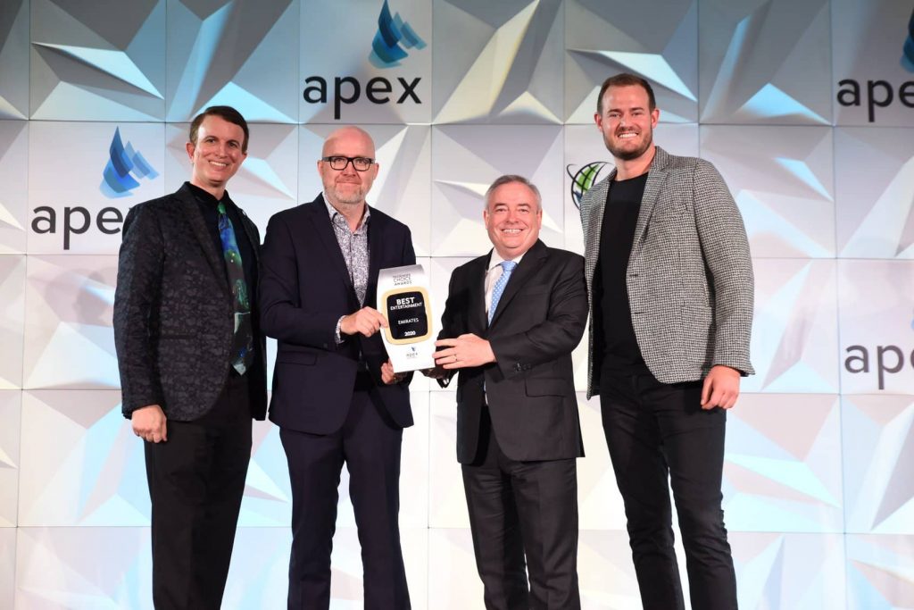 Emirates remporte le prix du Meilleur Divertissement à Bord pour la troisième fois consécutive aux 2020 APEX Passenger Choice Awards