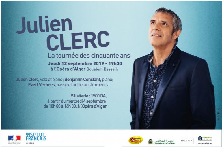 Julien Clerc en concert le 12 septembre à l’Opéra d’Alger