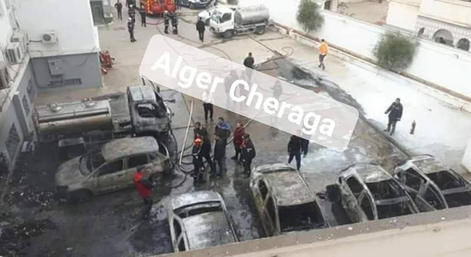 Incendie au parking de l’agence de la BNP Paribas à Cheraga