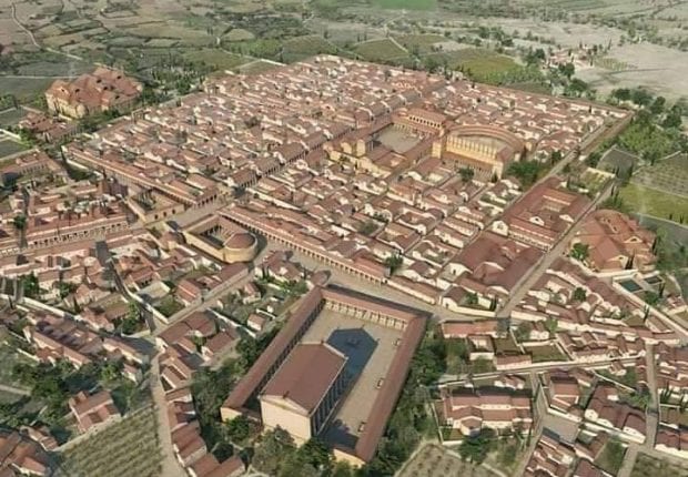Reconstitution 3D de la cité romaine de Timgad