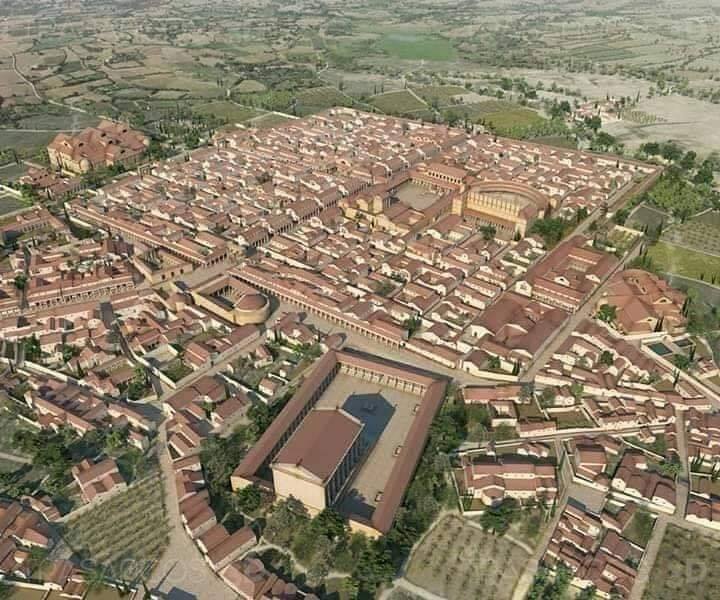 Reconstitution 3D de la cité romaine de Timgad
