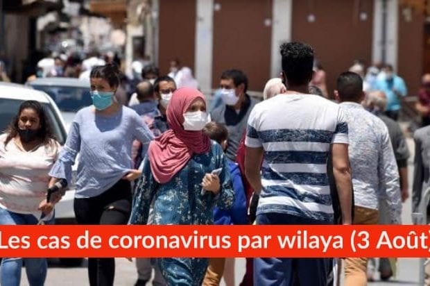 Bilan Coronavirus du 3 Août : Les cas confirmés par wilaya
