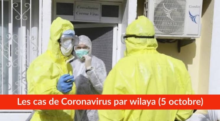 Bilan Coronavirus du 5 octobre : Les cas confirmés par wilaya