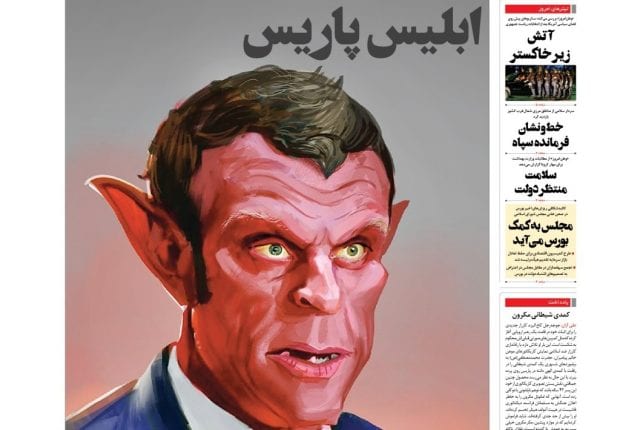 En Iran, Macron caricaturé en « diable »