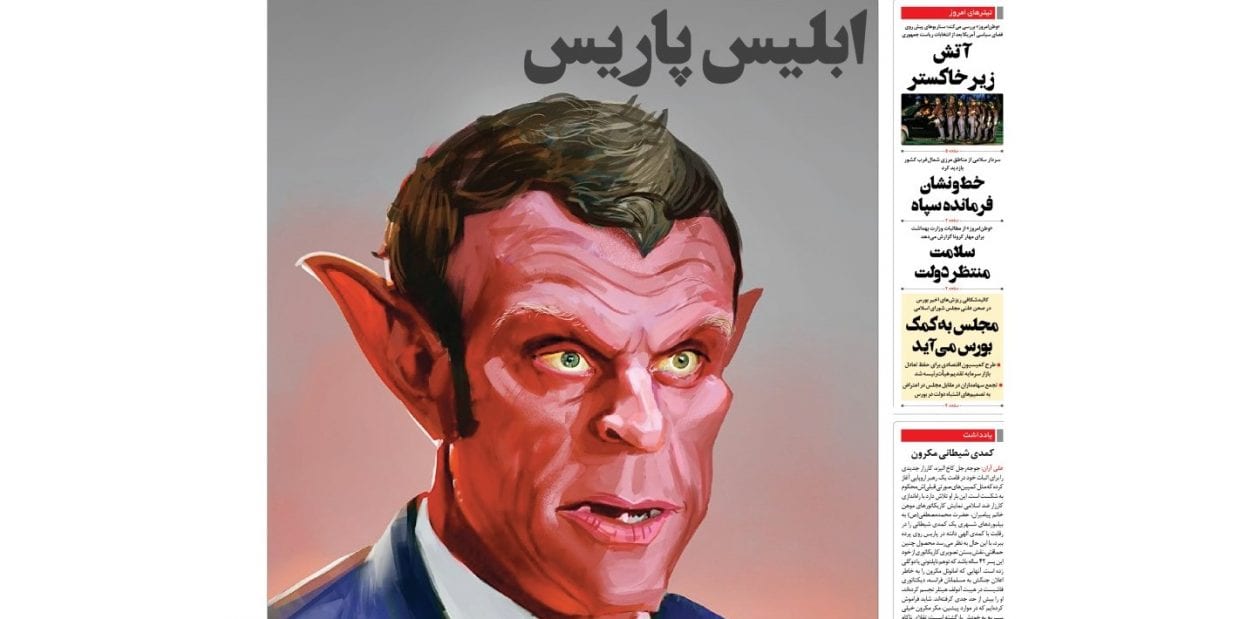 En Iran, Macron caricaturé en « diable »