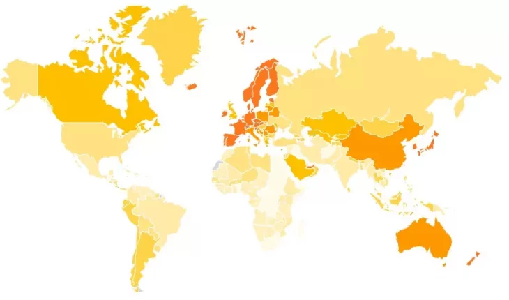 carte mondiale du Social Capital Index 2021