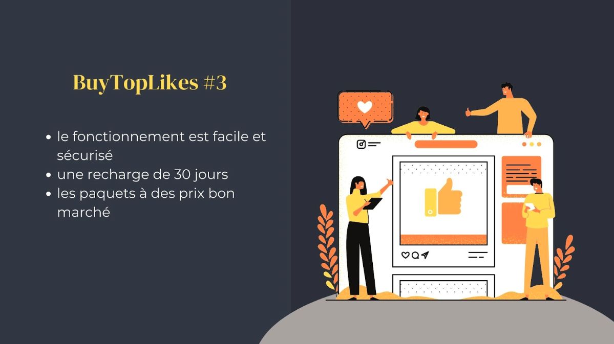 BuyTopLikes est une plateforme gérée par une équipe de professionnels dont l'objectif est le bien-être des individus visant le succès sur les plateformes. BuyTopLikes est une plateforme gérée par une équipe de professionnels dont l'objectif est le bien-être des individus visant le succès sur les plateformes.