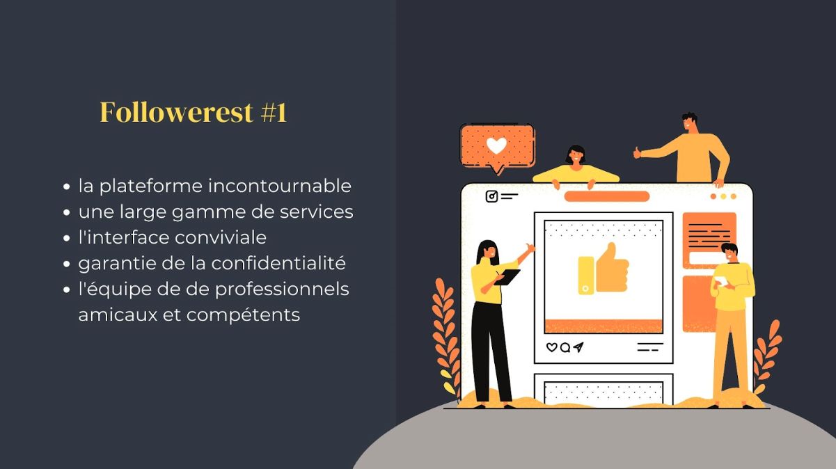 Followerest est la plateforme incontournable pour booster un compte Instagram. Il utilise une approche transparente pour l'achat de ses services. Followerest est la plateforme incontournable pour booster un compte Instagram. Il utilise une approche transparente pour l'achat de ses services.