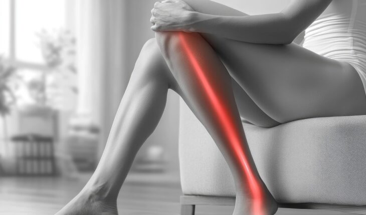 ai generated, leg, pain, injury, sciatica, muscle, medical, relief, health, discomfort, muscle injury, pain relief, medical concept, health problem, woman, black and white